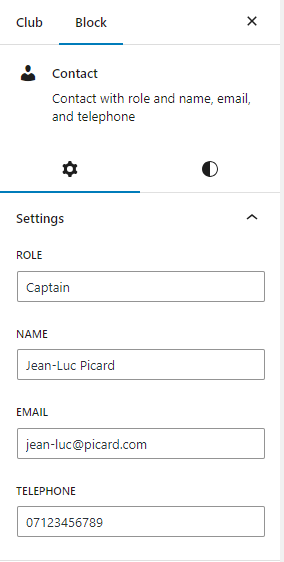 Contact settings