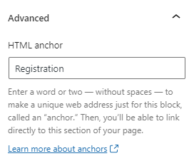 HTML anchor options