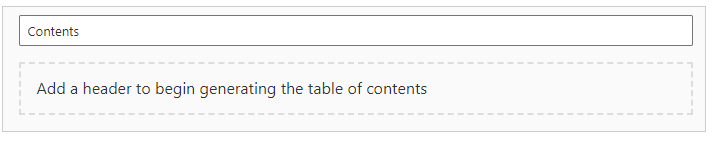 Table of Contents empty block